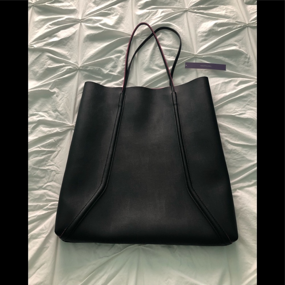 Bloomingdales Black Leather Shopper Bag
